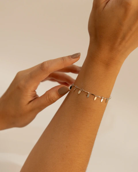 Pulseira Folhas - Banho de Ródio