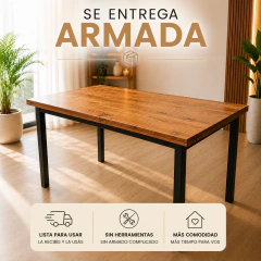 Mesa Comedor Industrial 120x75cm Tapa Maciza 30mm - DECODOMUM - Cuadros Decorativos Modernos y Personalizados