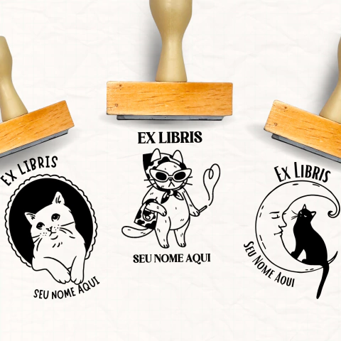 Ex Libris com Nome Personalizável - Coleção Gatinhos | Carimbei - comprar online