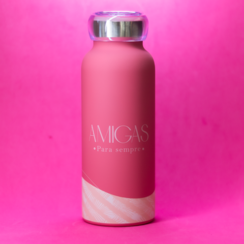 Garrafa Bubble Amigas Para Sempre de 500ml em Inox