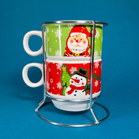 Kit de 2 Xícaras Empilháveis - Feliz Natal!