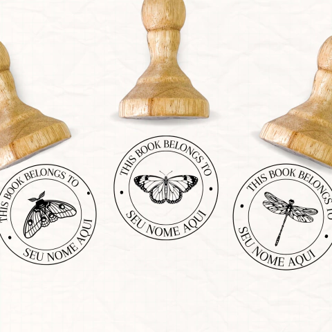Ex Libris com Nome Personalizável - Coleção Insetos | Carimbei
