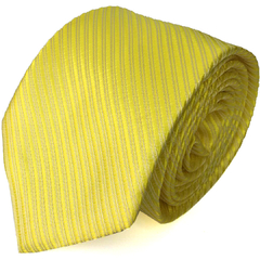 Gravata Slim Amarelo Limão Textura Listra Dupla