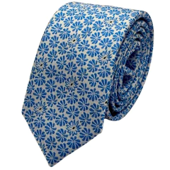 Gravata Slim 5 cm Florida Branco e Azul - comprar online