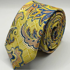 Gravata Slim 6 cm Kashmir Amarela Azul e Vermelho na internet