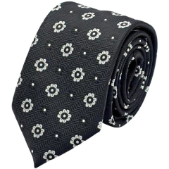 Gravata Semi Slim 7 cm Florida Preto e Branco - comprar online