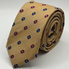 Gravata Slim 5 cm Atemporal Bege Vermelho e Azul na internet