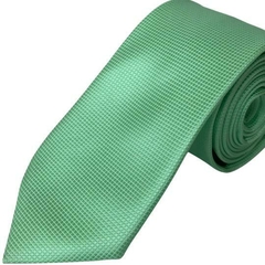 Gravata Slim Verde Água Textura Quadriculada