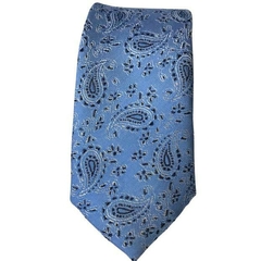 Gravata Slim Kashmir ou Paisley Azul Tiffany e Azul Escuro - comprar online