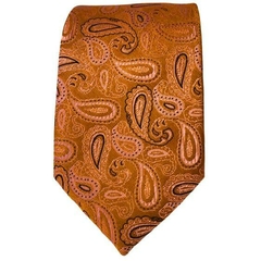 Gravata Slim Kashmir ou Paisley Laranja e Preta - comprar online