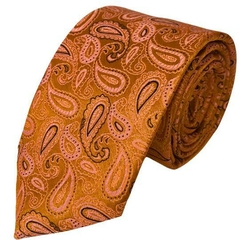 Gravata Slim Kashmir ou Paisley Laranja e Preta