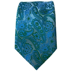 Gravata Slim Kashmir ou Paisley Azul e Verde - comprar online