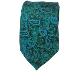 Gravata Slim Kashmir ou Paisley Preta e Verde - comprar online