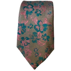 Gravata Slim Kashmir Floral Azul Rosa e Cinza - comprar online