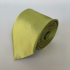 Gravata Slim Verde Ouro Textura Quadriculada - comprar online