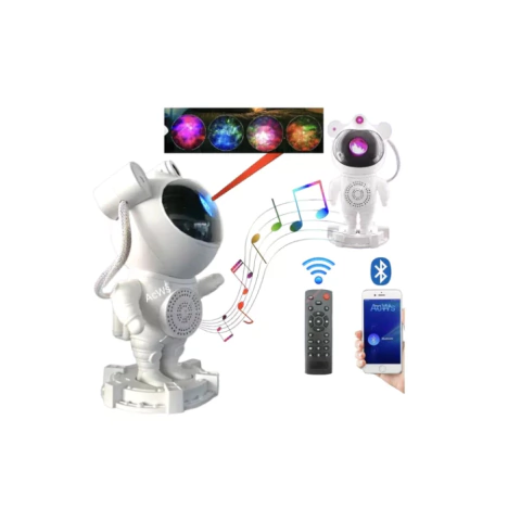 Projetor Caixinha de Som Astronauta Bluetooth Nebulosa em 7 Cores Universo Mágico e Relaxante