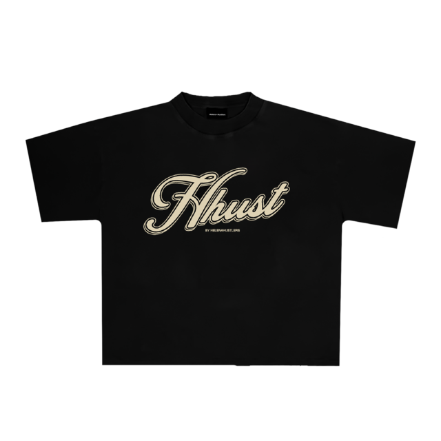 Remera Regular Hhust Cursiva - Negra thumbnail 2