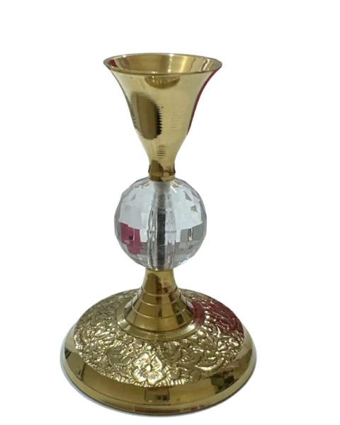 Castiçal Dourado Color 9 cm Cristal