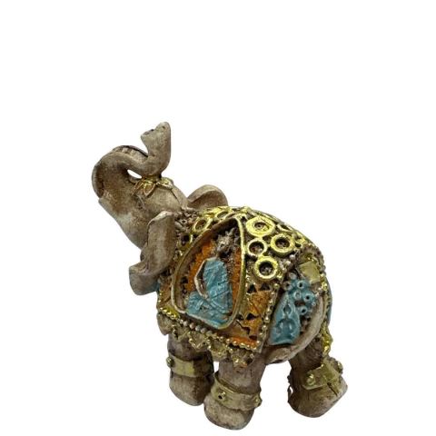 Elefante Resina - Branco/Laranja