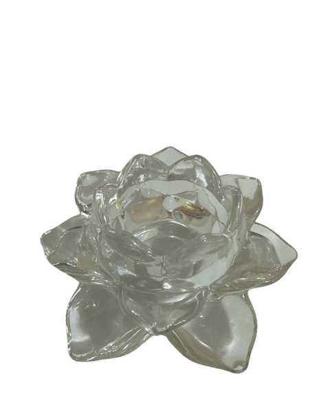 Castiçal Flor de Lotus Vidro