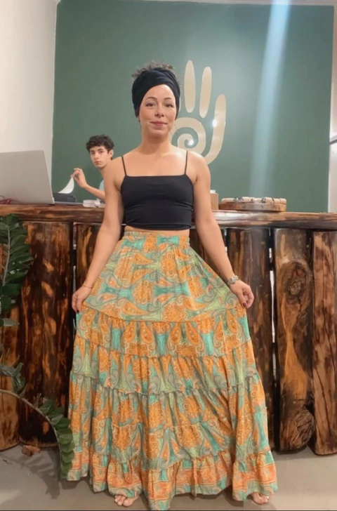 Saia Indiana Seda - Laranja ks03