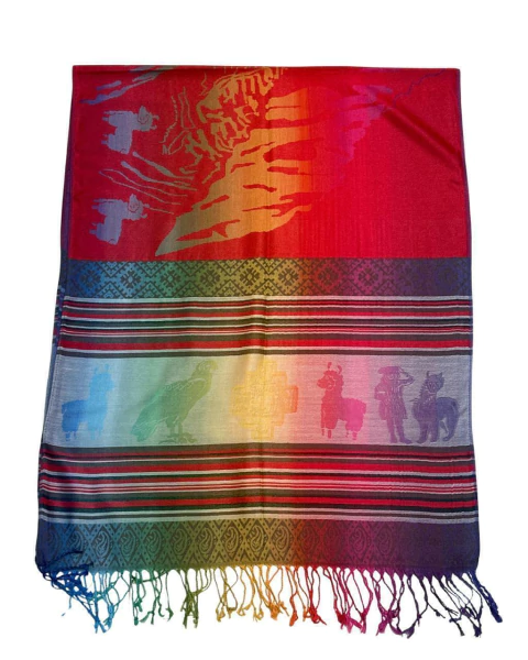 Pashimina Peruana - Vermelha Desenhos