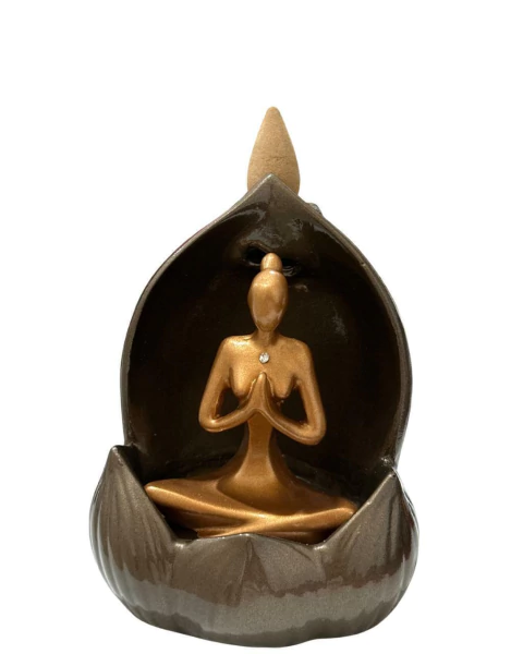 Incensário Cascata de Fumaça Yoga na Flor de Lótus