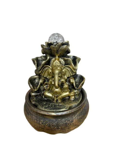 Fonte Pequena em Resina Ganesha Dourado