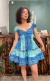 Vestido Indiano Curto - Azul/Azul escuro