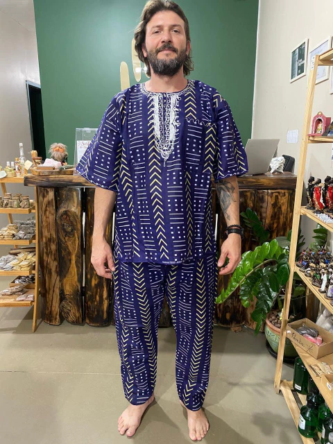 Conjunto Africano Masculino - Azul