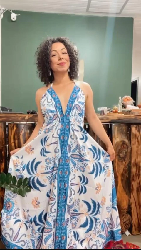 Vestido Indiano Azul/Branco