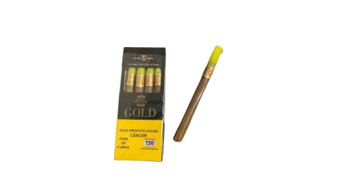 Cigarrilha com piteira Gold - 1 unidade