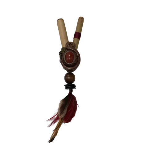 Kuripe Aplicador de Rapé - Jaspe Vermelho