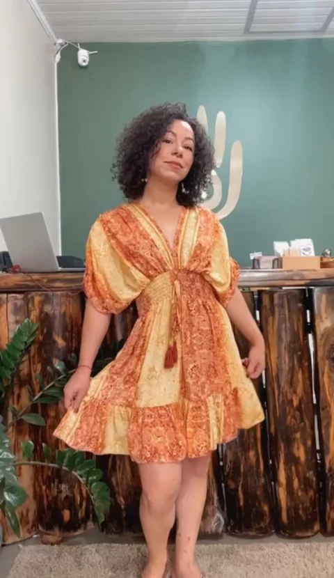 Vestido Indiano Curto - Laranja