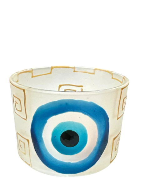 Castiçal de Vidro 5cm Olho Grego