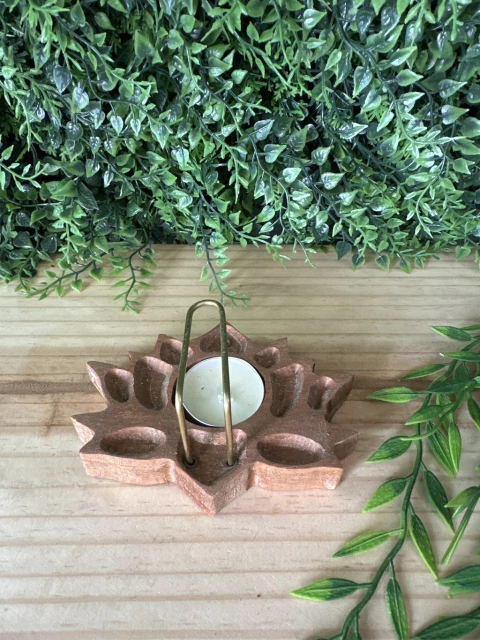 Incensário De Madeira Para Palo Santo - Flor De Lotus