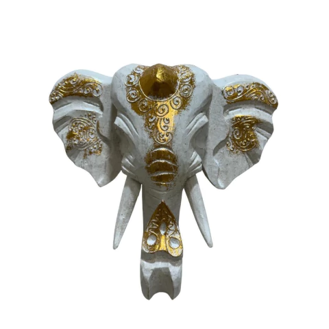 Enfeite Elefante Madeira - 20cm - Branco