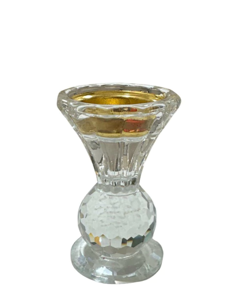 Castiçal em Cristal Com Suporte Metal 9cm