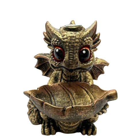 Incensário Cascata Mini Dragão - Dourado