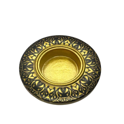 Castiçal Resina Dourado e Preto - MOD2