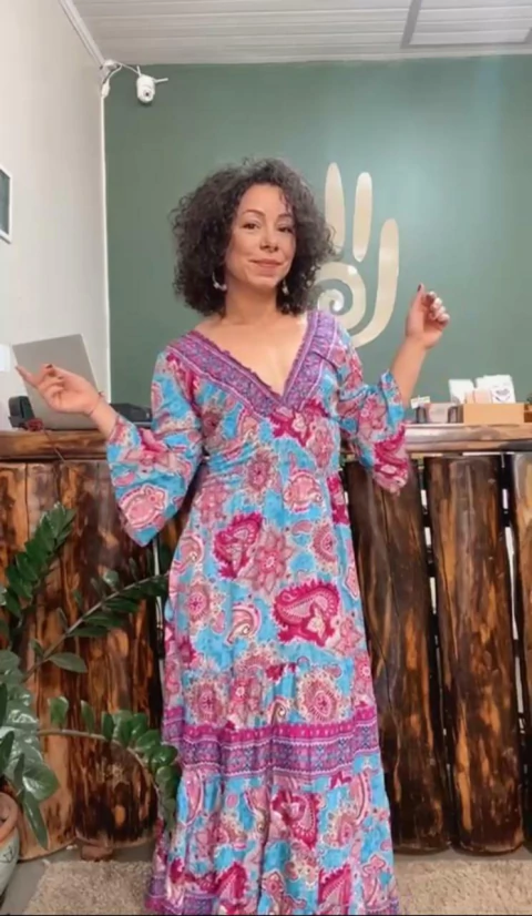 Vestido Indiano Manga - Vinho