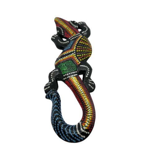 Enfeite Madeira Lagarto - 20cm - Vermelho