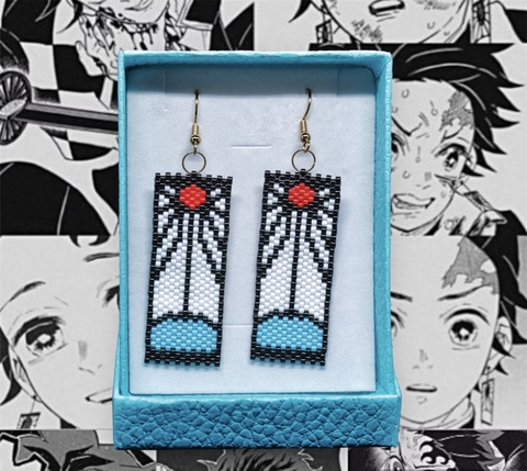 Aretes Tejidos Tanjiro