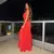 vestido longo com fenda vermelho