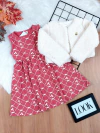 Vestido em cotton mais casaco em pelo tedy
