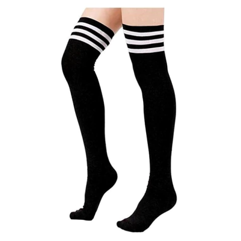 Medias Bucaneras Negras con rayas blancas
