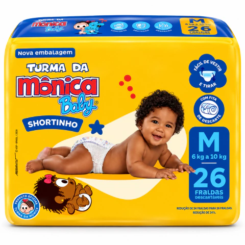 Fralda Turma da Monica Shortinho Jumbo M 26 Unidades