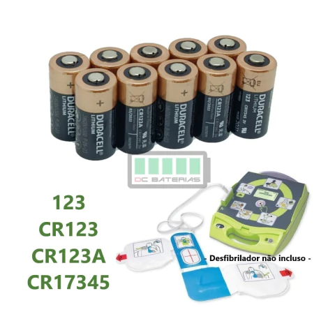 CR123 3V LITHIUM DURACELL OEM PARA DESFIBRILADOR DEA ZOLL / KIT 10 BATERIAS