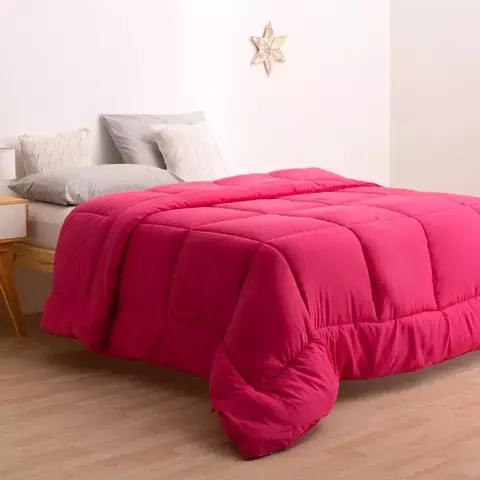 ACOLCHADO ORO LISO FULL FUCSIA