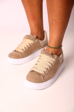 ZAPATILLAS CHUNKY GAMUZA BEIGE - comprar online